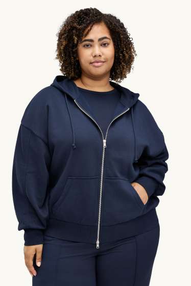 Damen - Sweatjacke mit Kapuze - dunkelblau