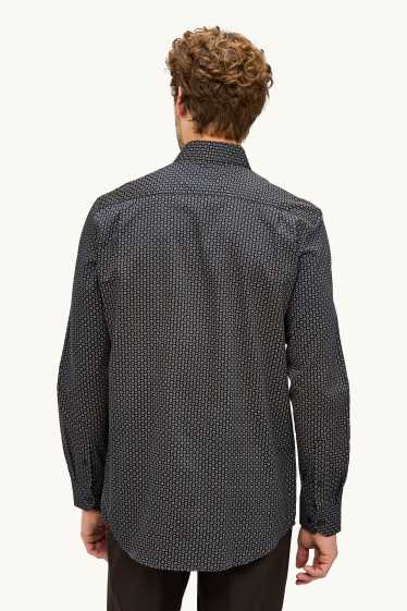 Hommes - Chemise - regular fit - col kent - à motif - bleu foncé