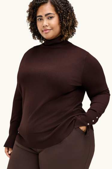 Damen - Rollkragenpullover - dunkelbraun