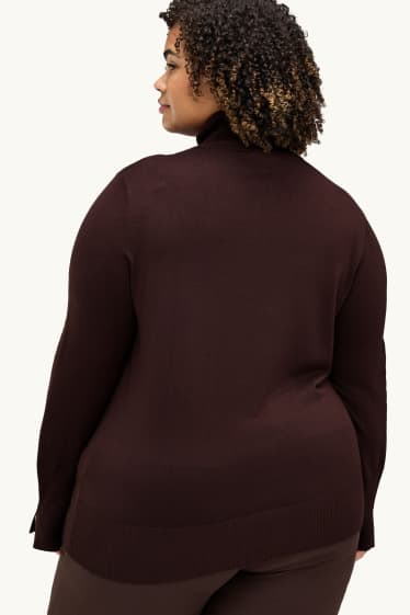 Damen - Rollkragenpullover - dunkelbraun