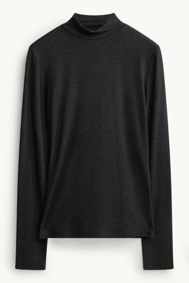 Damen - Langarmshirt  - dunkelgrau-melange