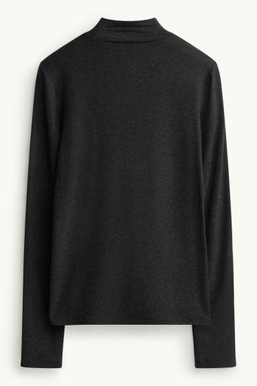 Damen - Langarmshirt  - dunkelgrau-melange