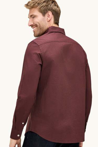 Hommes - Chemise - regular fit - col button-down - bordeaux