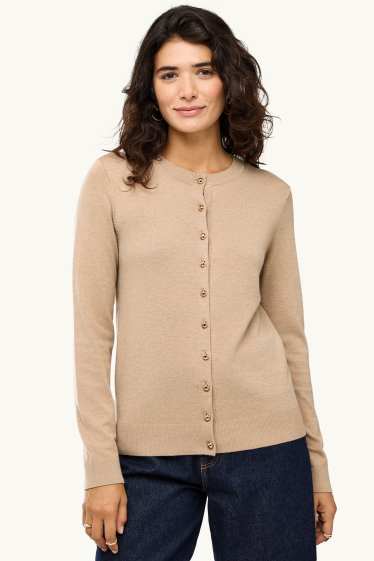 Femei - Cardigan tricotat - maro deschis