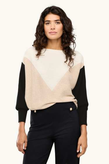 Femmes - Pull - côtelé - beige
