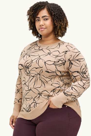 Damen - Pullover - gemustert - beige