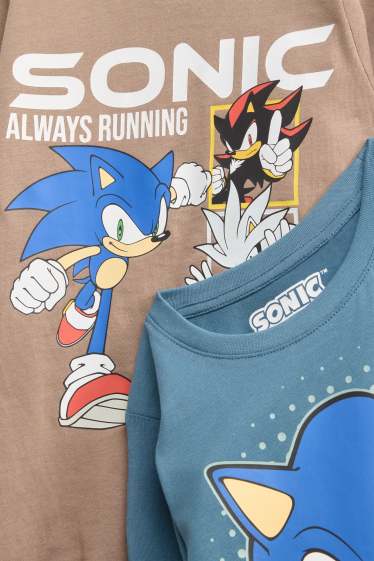 Kinderen: jongens - Set van 2 - Sonic - longsleeve - bruin / blauw