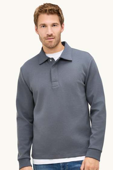 Uomo - Polo a maniche lunghe - grigio