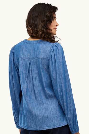 Women - Denim blouse - blue denim