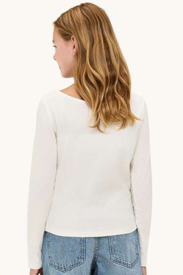 Kinder Mädchen - Multipack 3er - Langarmshirt - braun / cremeweiß