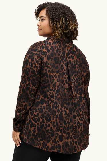 Damen - Bluse - Leo-Print - dunkelbraun