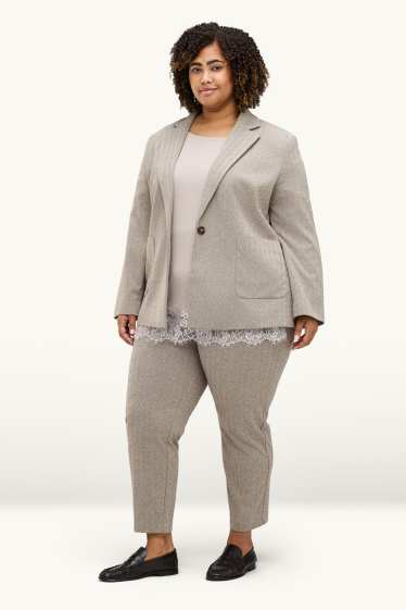 Damen - Stoffhose - High Waist - Tapered Fit - gemustert - braun