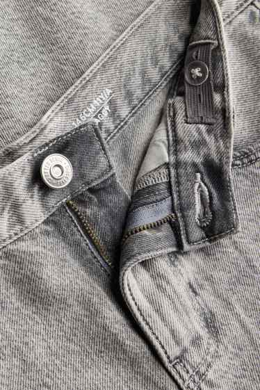 Children Girls - Graffiti - baggy jeans - denim-light gray