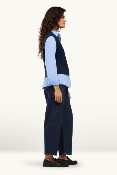 Dames - Barrel jeans - high waist - jeansdonkerblauw