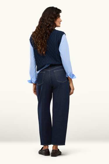 Dames - Barrel jeans - high waist - jeansdonkerblauw