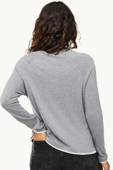 Femei - Tricou cu mânecă lungă - regular fit - aspect 2 în 1 - gri