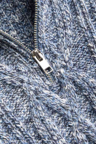 Men - Jumper - cable knit pattern - blue-melange