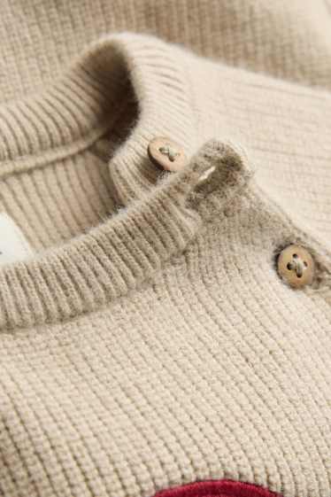 Baby: jongens - Kerstman - babykerstoutfit - 2-delig - beige