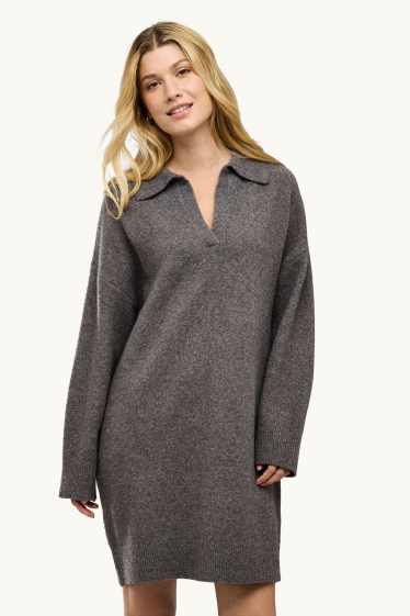 Donna - Vestito in maglia - straight fit - grigio melange