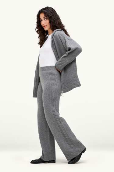 Damen - Jogginghose mit Kaschmir-Anteil - Woll-Mix - grau-melange
