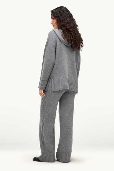 Damen - Jogginghose mit Kaschmir-Anteil - Woll-Mix - grau-melange