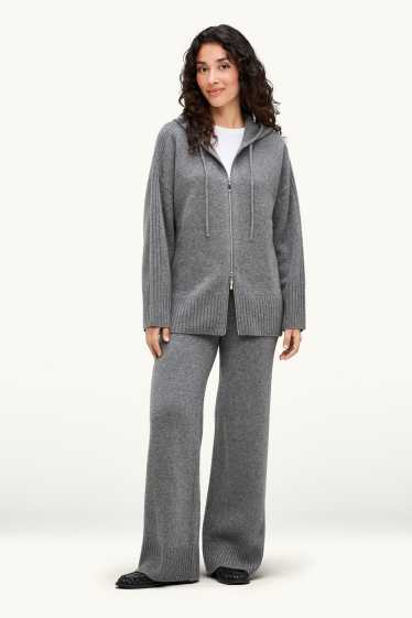Damen - Jogginghose mit Kaschmir-Anteil - Woll-Mix - grau-melange