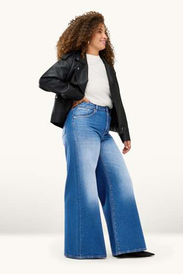 Dona - Wide Leg Jeans - high waist - texà blau