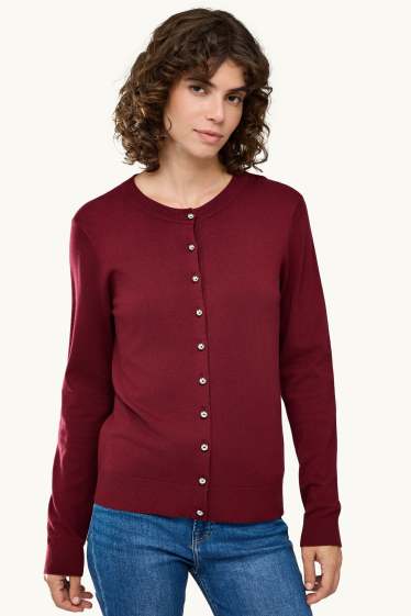 Damen - Strickjacke - dunkelrot