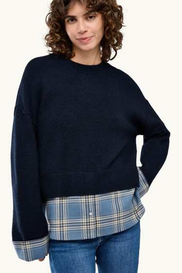 Donna - Maglione - effetto sovrapposto - blu