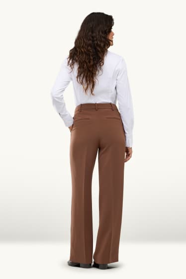 Femmes - Pantalon de bureau - high waist - straight fit - marron