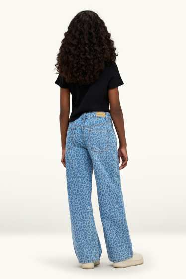 Děti - dívky - Wide leg jeans - se vzorem - džíny - modré