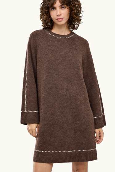 Damen - Strickkleid - Straight Fit - braun