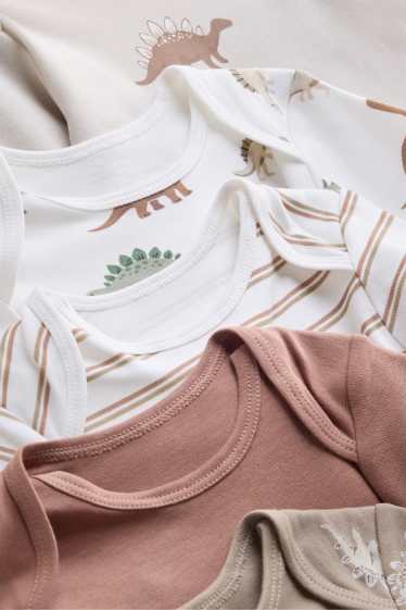 Bébés garçons - Lot de 5 - dinosaures - bodys bébé - beige