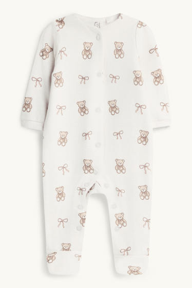 Baby: meisjes - Teddybeer - babypyjama - crème wit