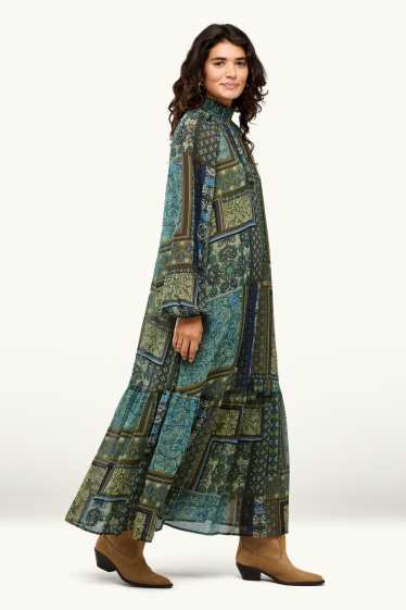 Women - Set - A-line dress and slip - 2 piece - blue / dark green