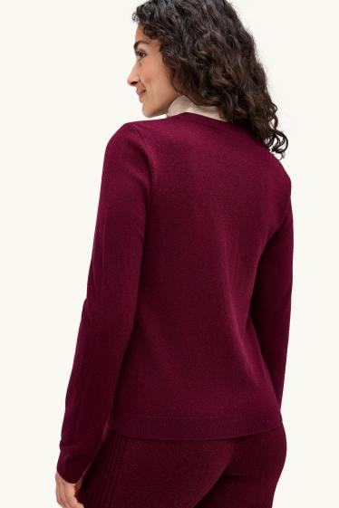 Dames - Gebreid vest van kasjmier - bordeaux