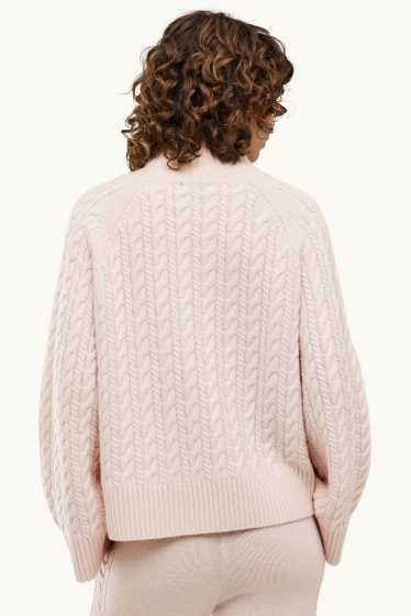 Femmes - Pull à col roulé en cachemire mélangé - laine mélangée - rose tendre