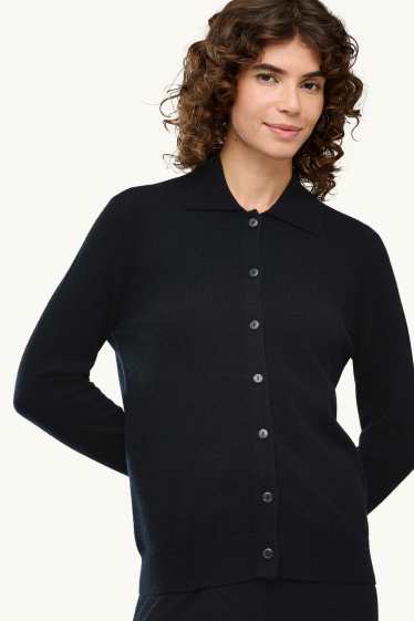 Damen - Kaschmir-Strickjacke - schwarz