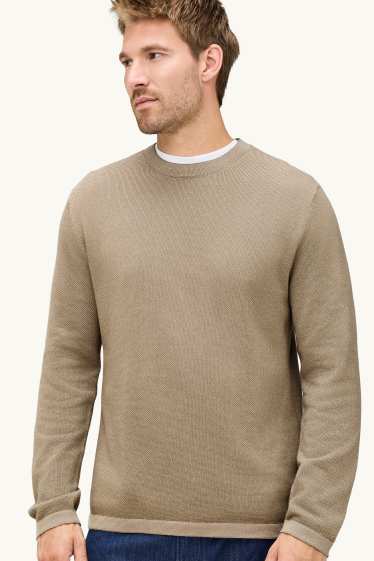 Men - Jumper - textured - beige