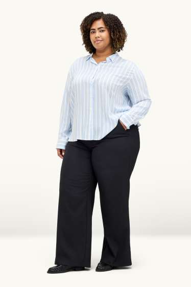 Damen - Stoffhose - High Waist - Wide Leg - schwarz