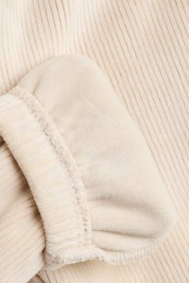 Neonati - Pantaloni sportivi termici per neonati - a coste - beige chiaro