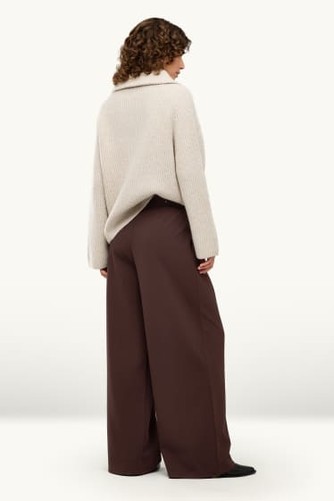 Damen - Stoffhose - High Waist - Wide Leg - braun
