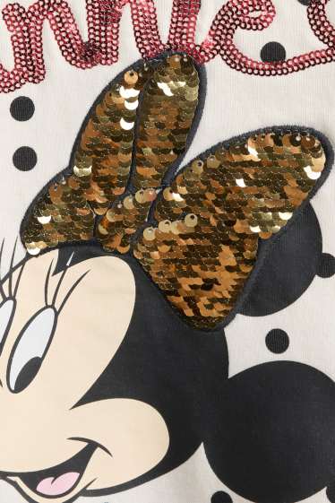 Bambine - Minnie - felpa - effetto brillante - pois - crema