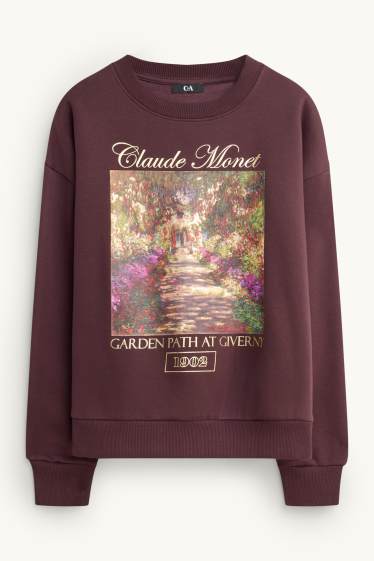 Women - Sweatshirt - shiny - Claude Monet - bordeaux