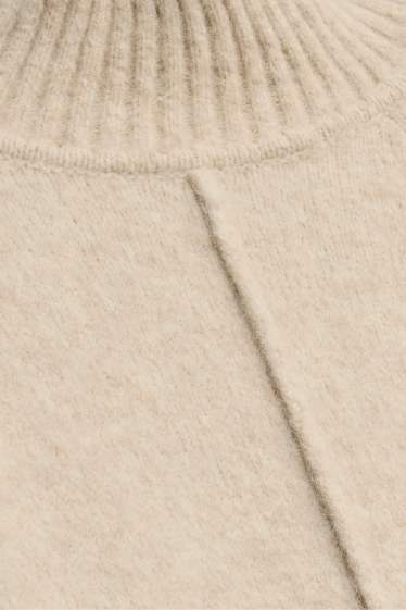 Women - Knitted dress - straight fit - light beige