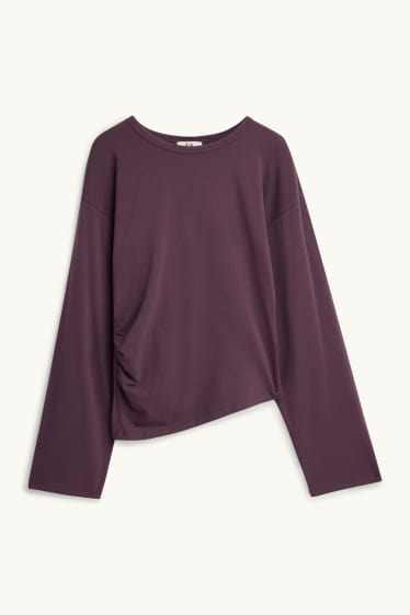 Femei - Tricou cu mânecă lungă - slim fit - bordo