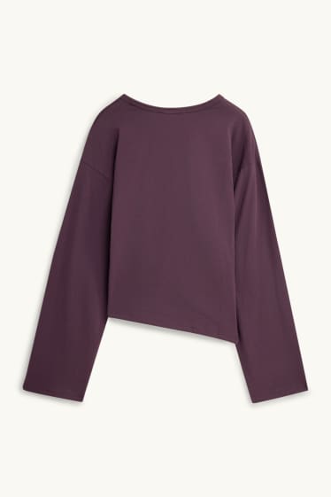 Femei - Tricou cu mânecă lungă - slim fit - bordo