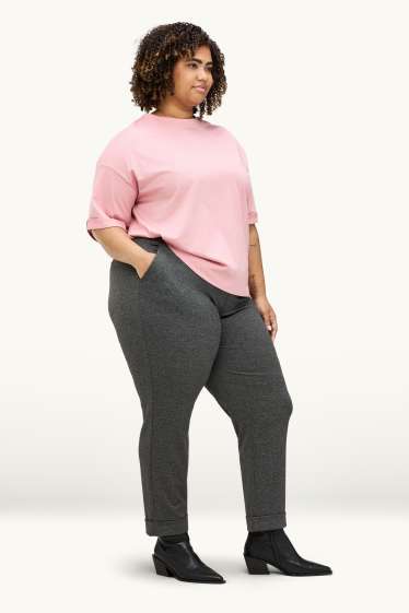 Donna - Pantaloni di jersey - vita media - tapered fit - grigio scuro