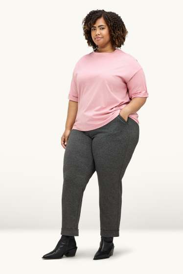 Donna - Pantaloni di jersey - vita media - tapered fit - grigio scuro