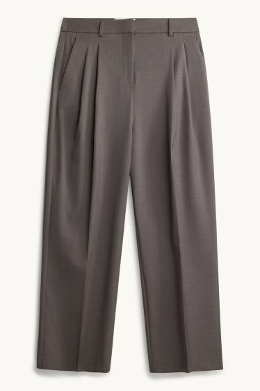Dames - Pantalon - high waist - tapered fit - grijs